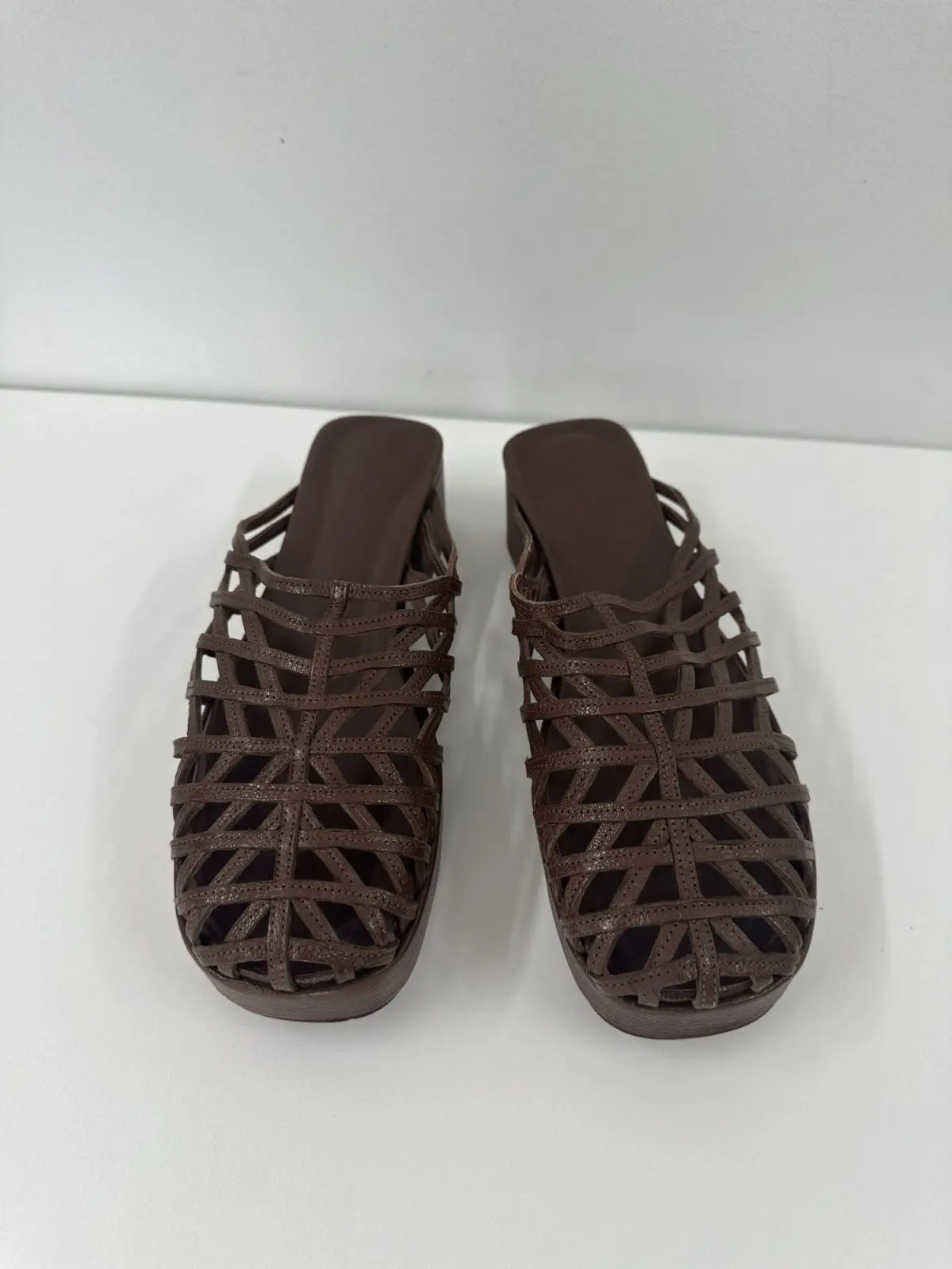 BY FAR caged leather mules