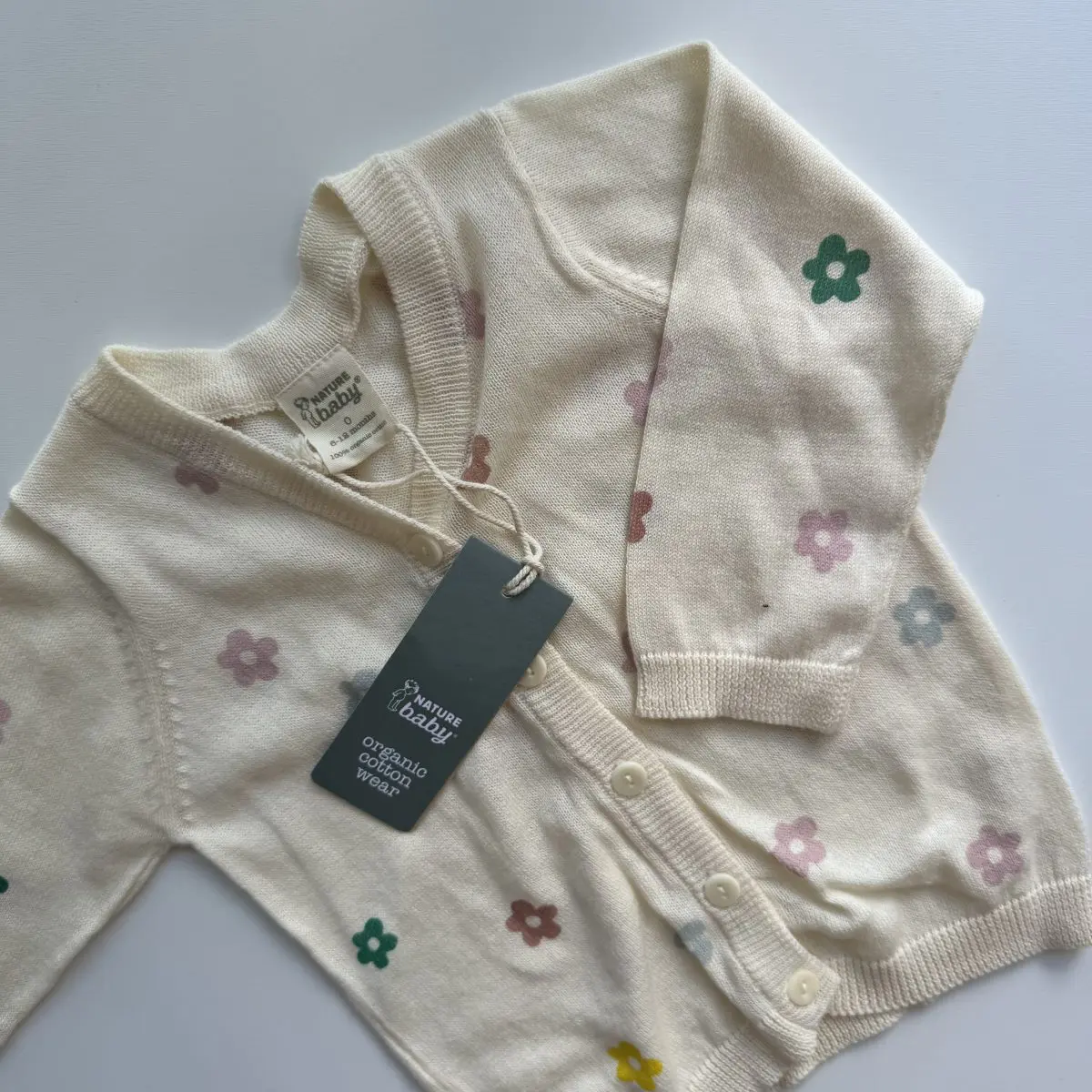 NATURE BABY 6-12m Cardigan with Flowers NEW