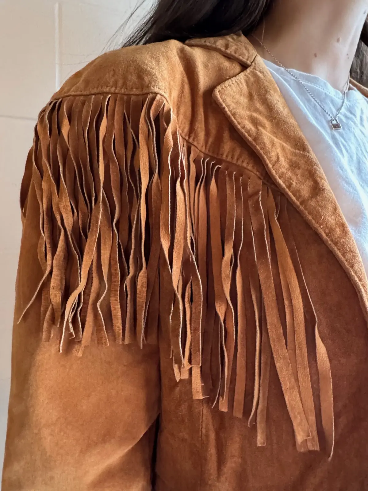 Suede Cropped Fringed Blazer