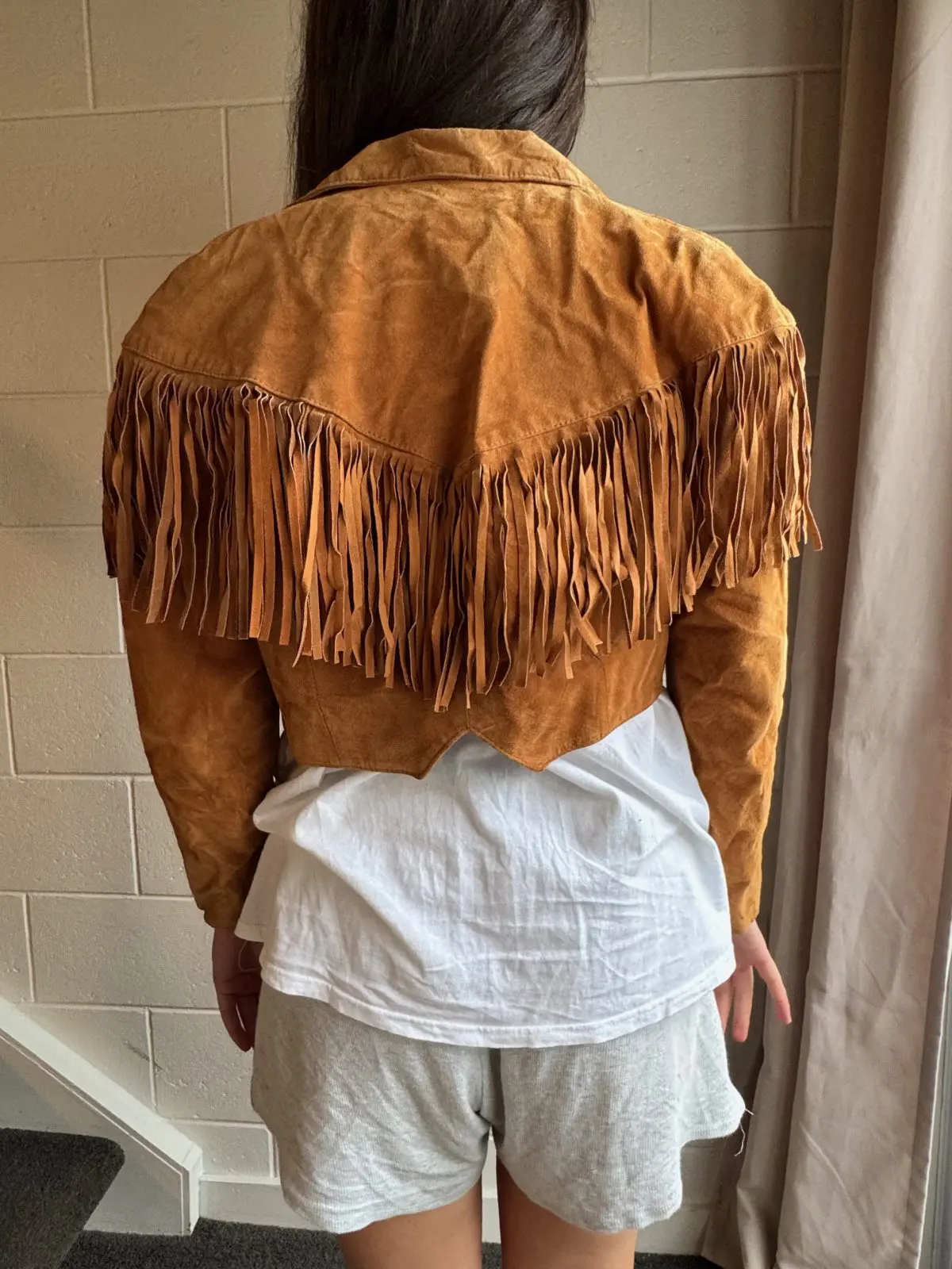 Suede Cropped Fringed Blazer