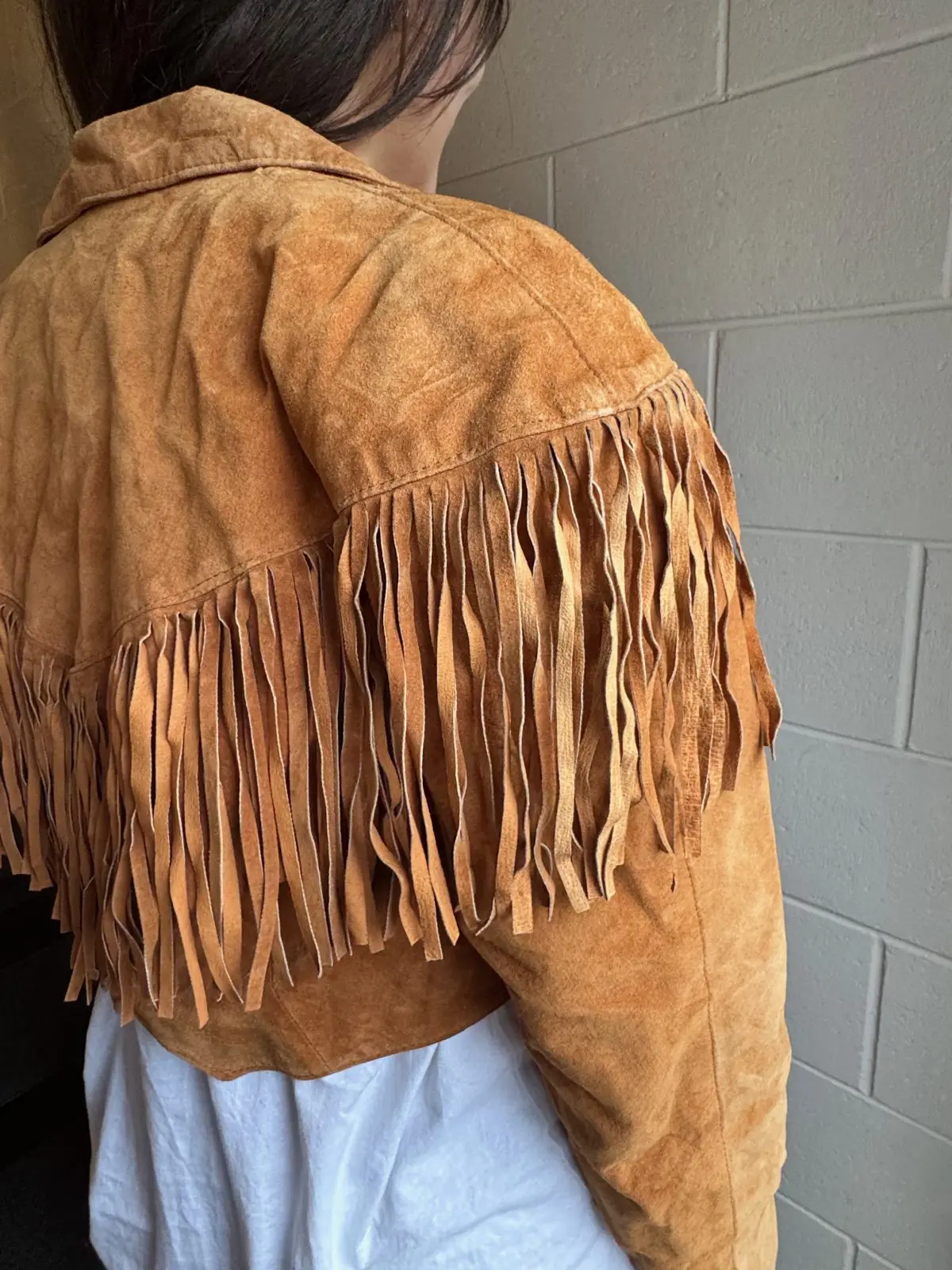 Suede Cropped Fringed Blazer