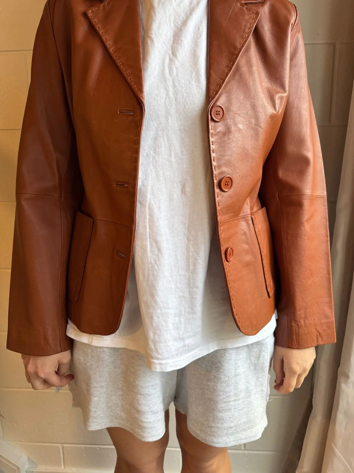 Brown leather blazer