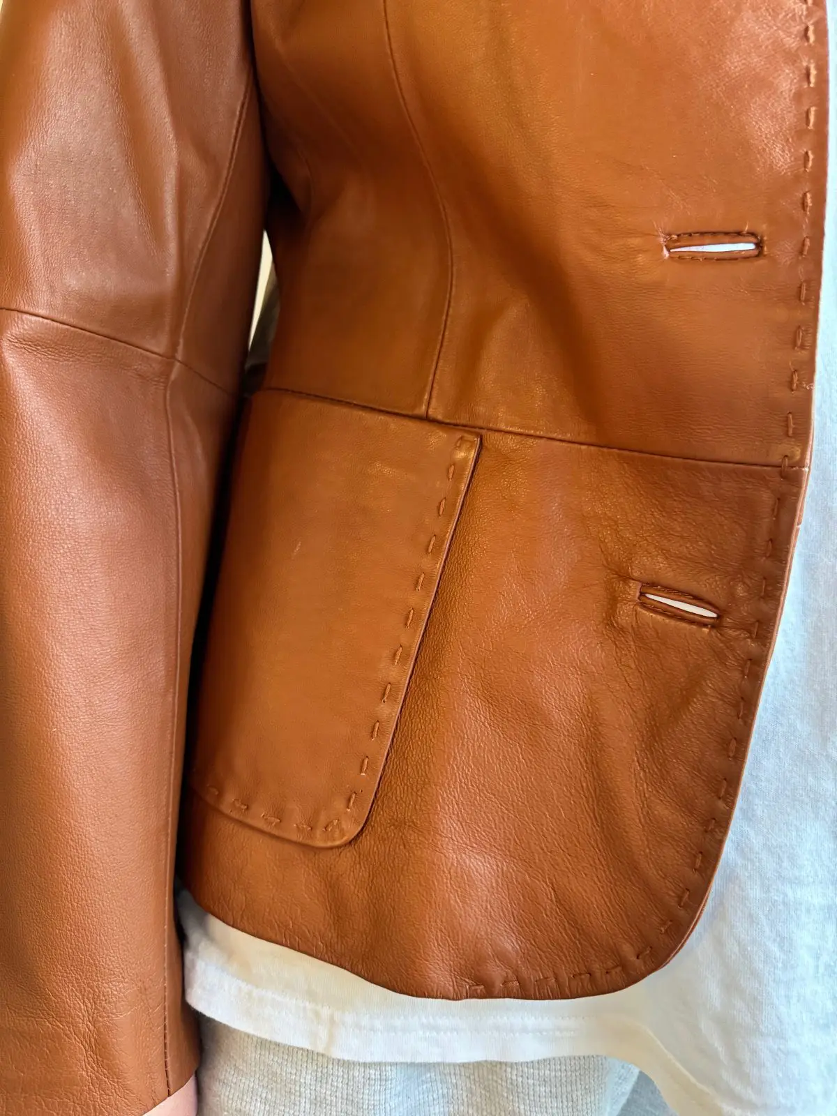 Brown leather blazer