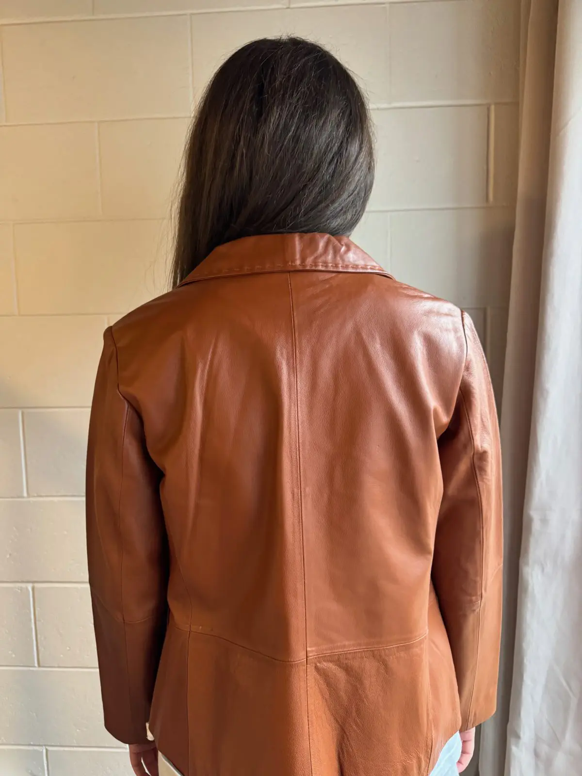 Brown leather blazer