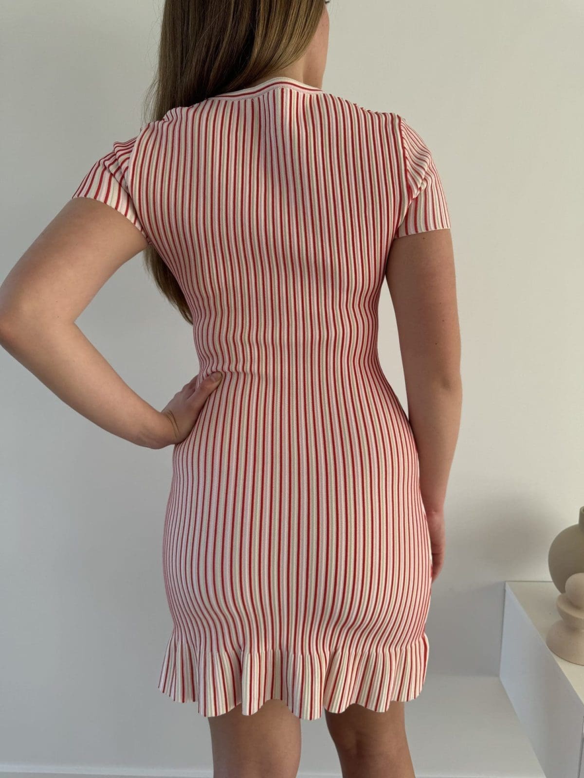 KOOKAI Pink and Red Striped Tight Dress