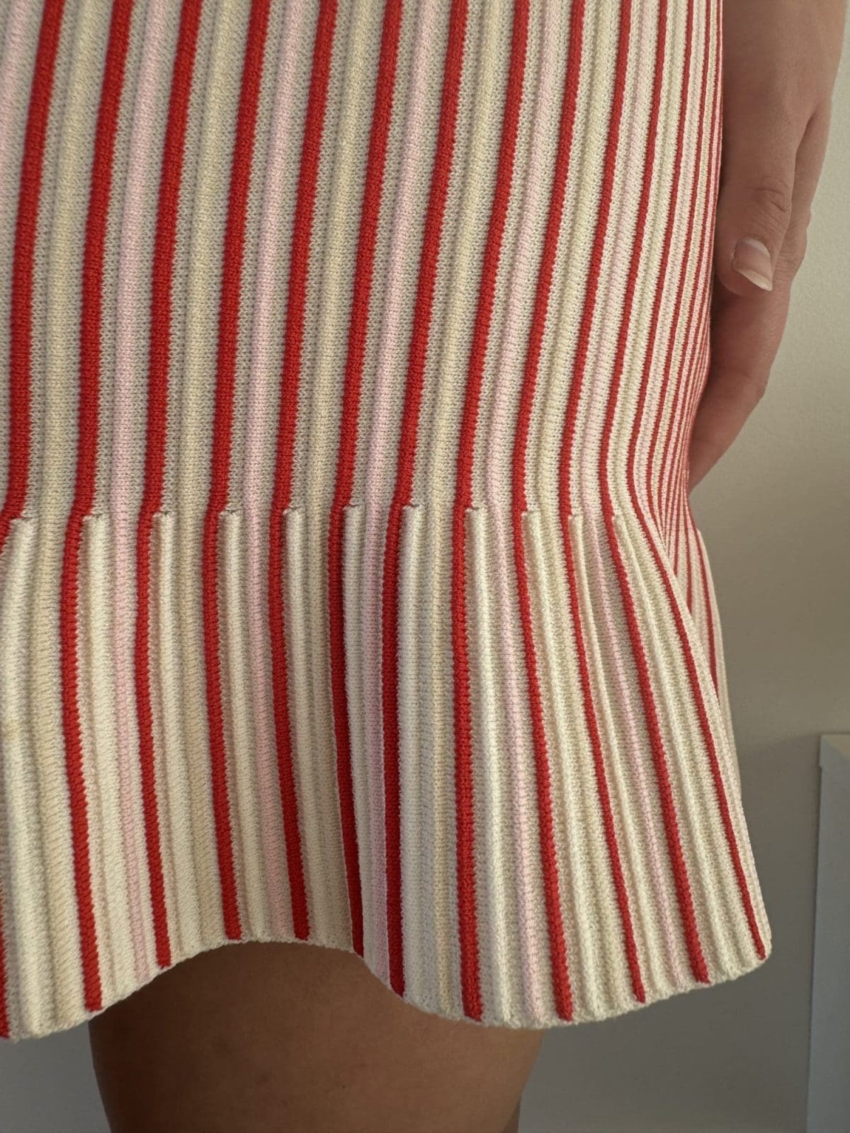 KOOKAI Pink and Red Striped Tight Dress