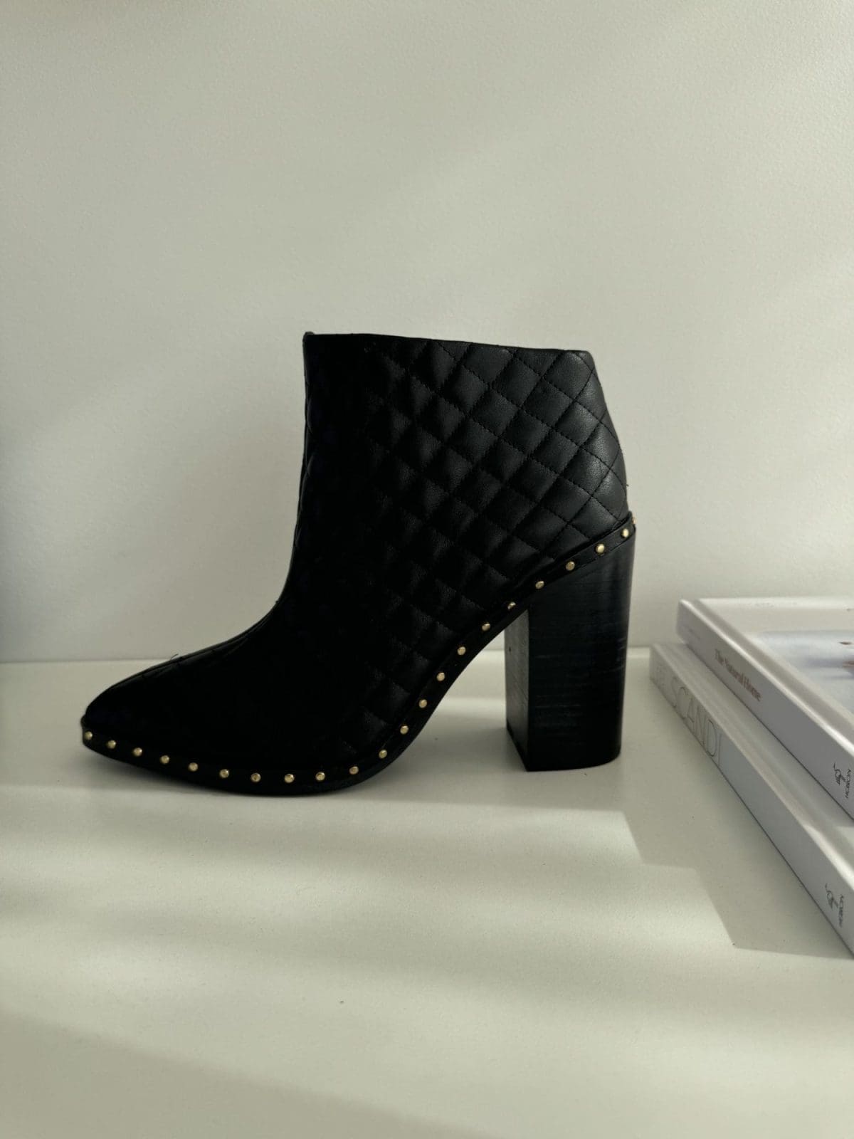 SOLSANA Heeled Boots with Gold Studs