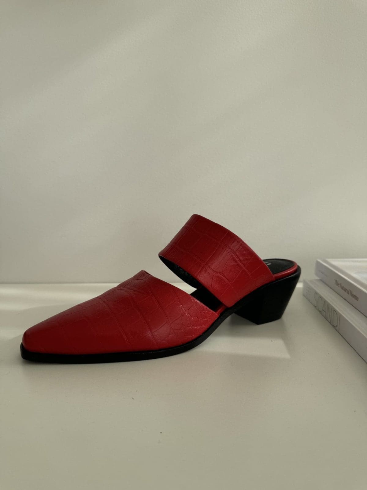 SOLSANA Heeled Red Slides