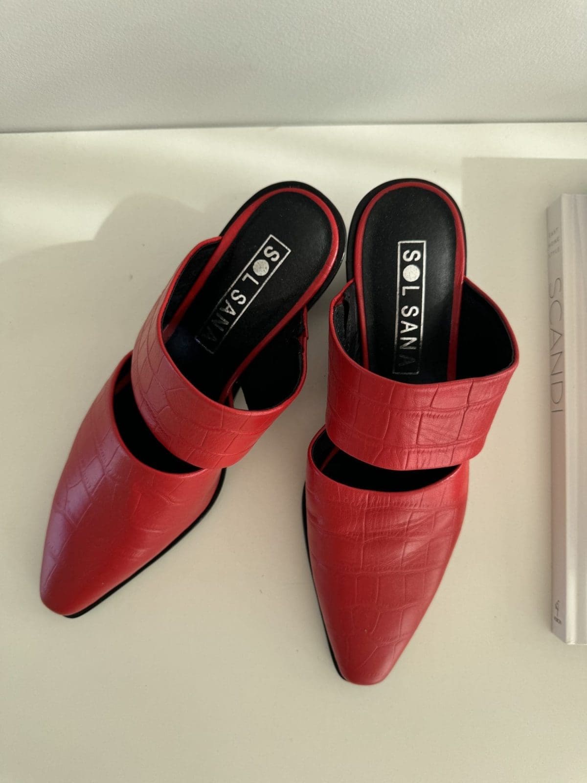 SOLSANA Heeled Red Slides