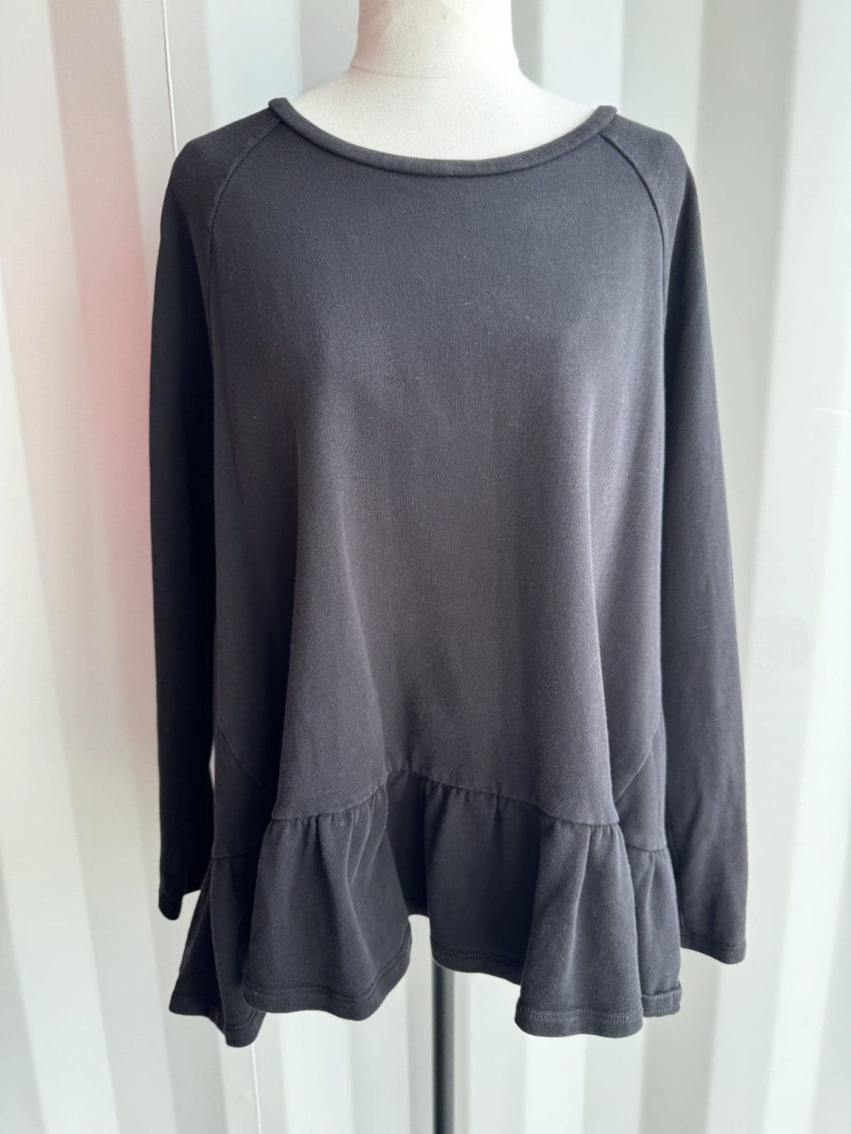 SEED Black Jumper with ruffled hem