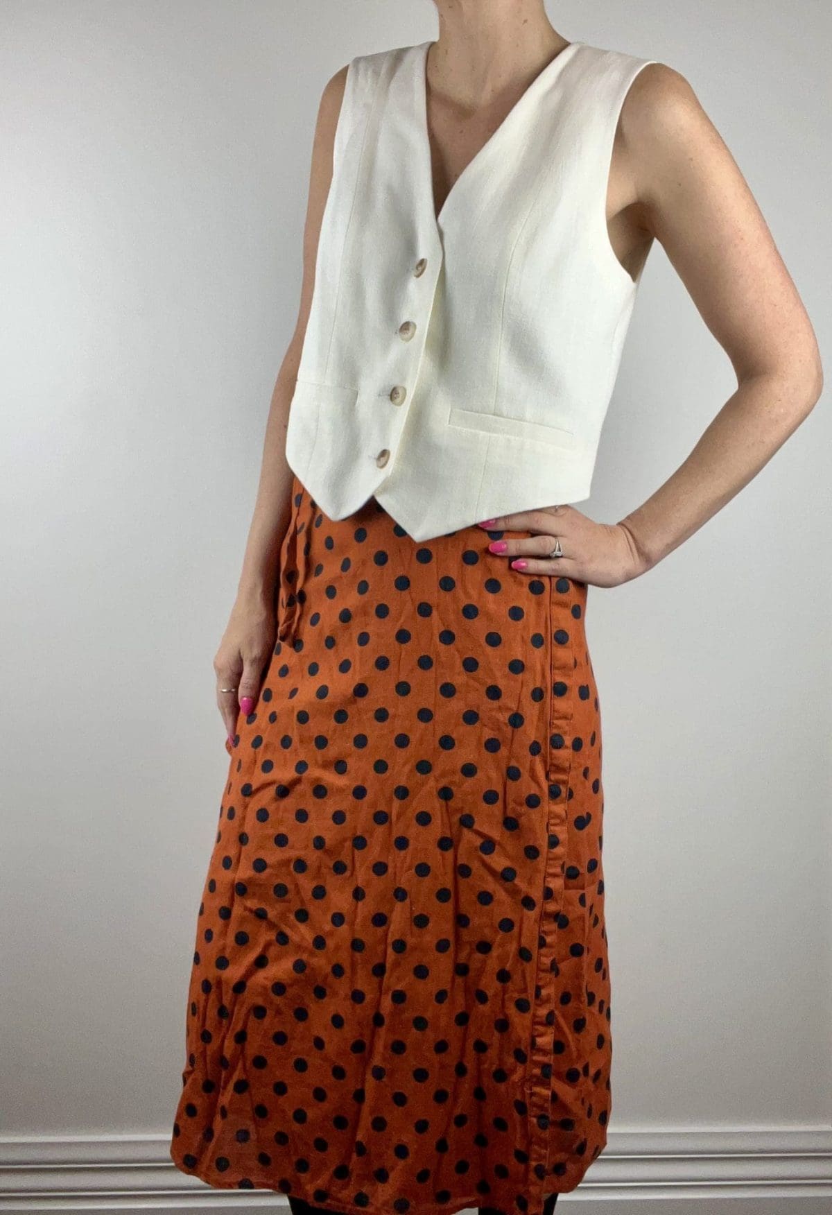 ONLY Orange Polka Dot Wrap Skirt