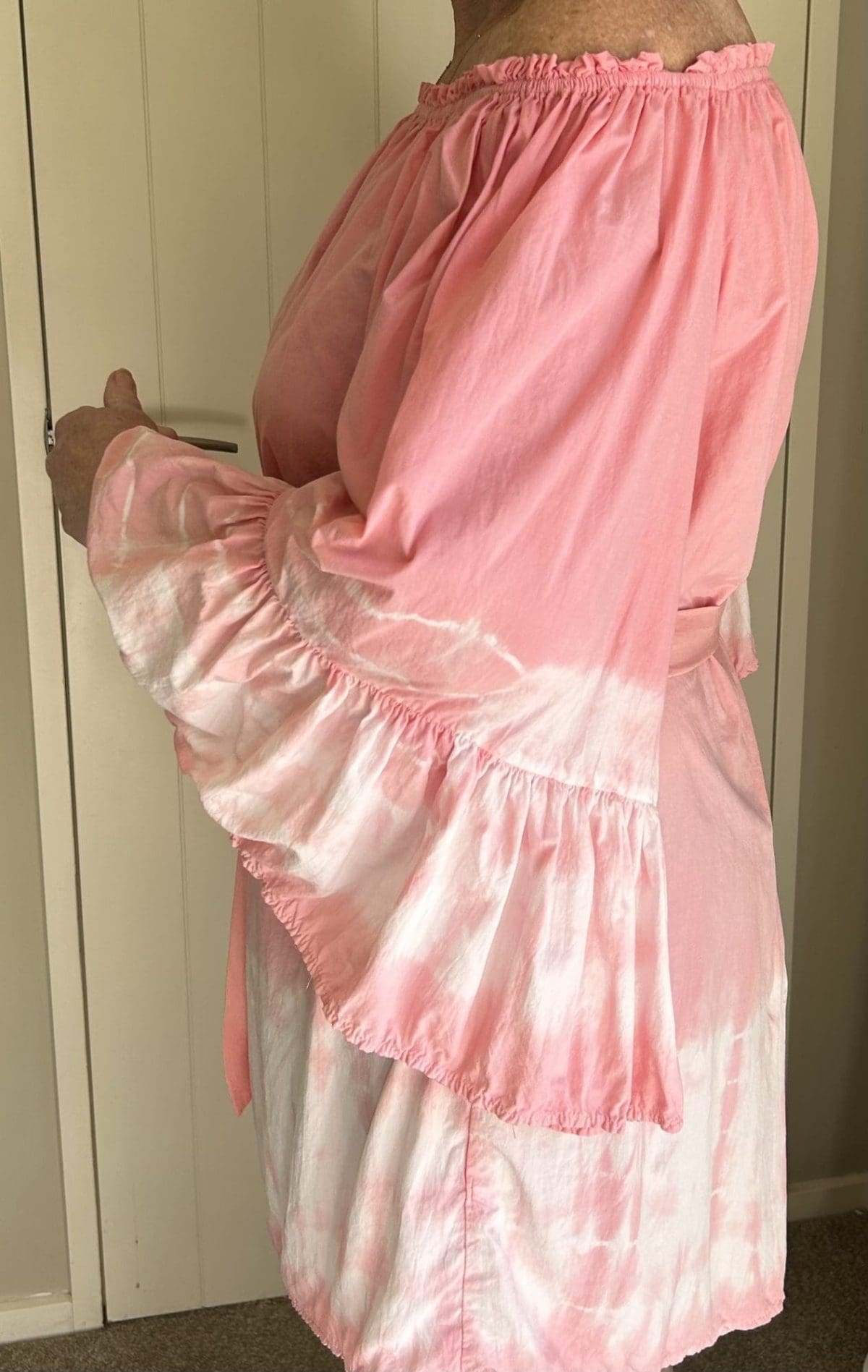 Pink and White Rayon Dress