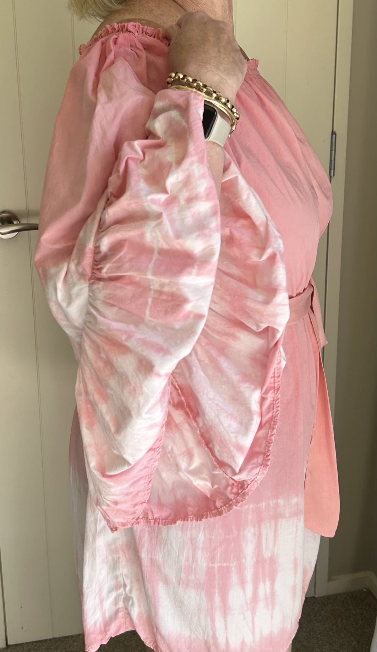 Pink and White Rayon Dress