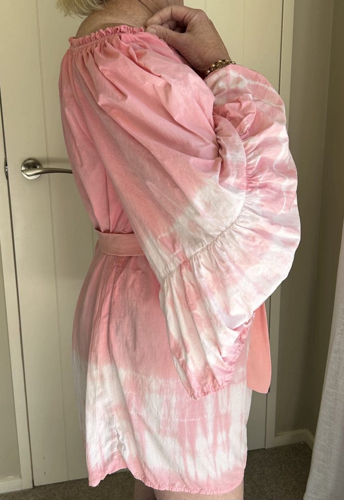 Pink and White Rayon Dress