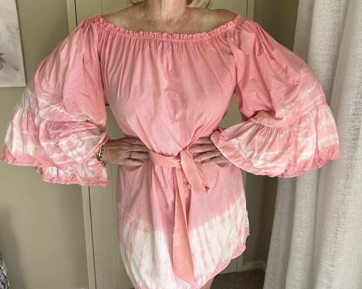 Pink and White Rayon Dress