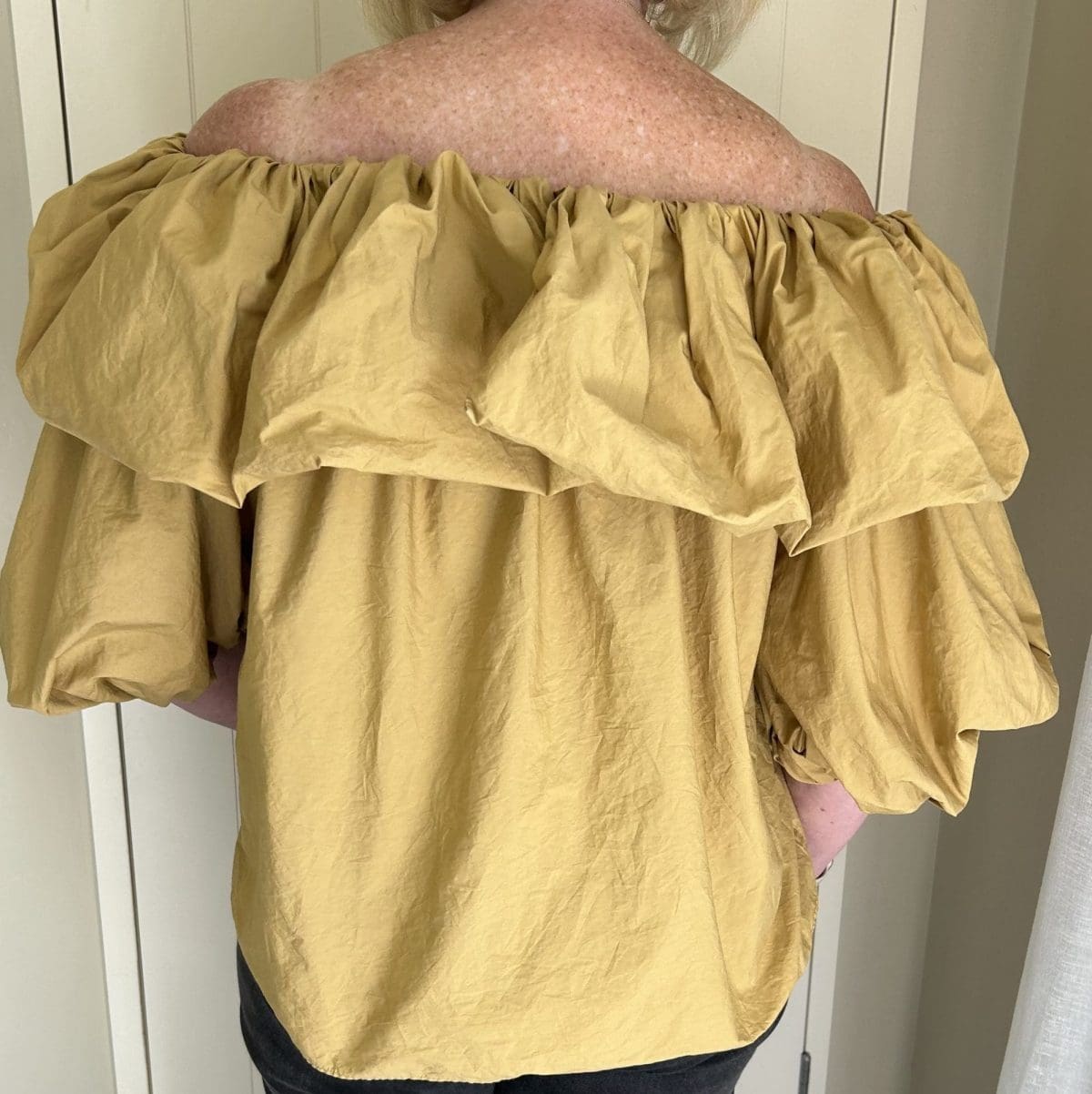 Mustard Country Road off the shoulder Cotton top