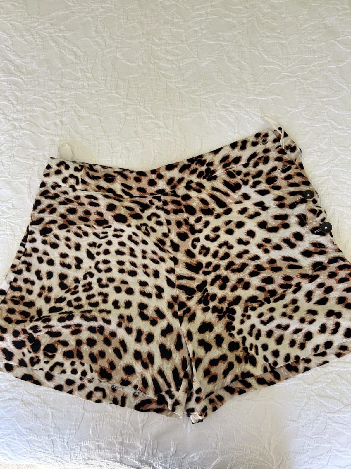 Witchery Animal Print Shorts with side buttons