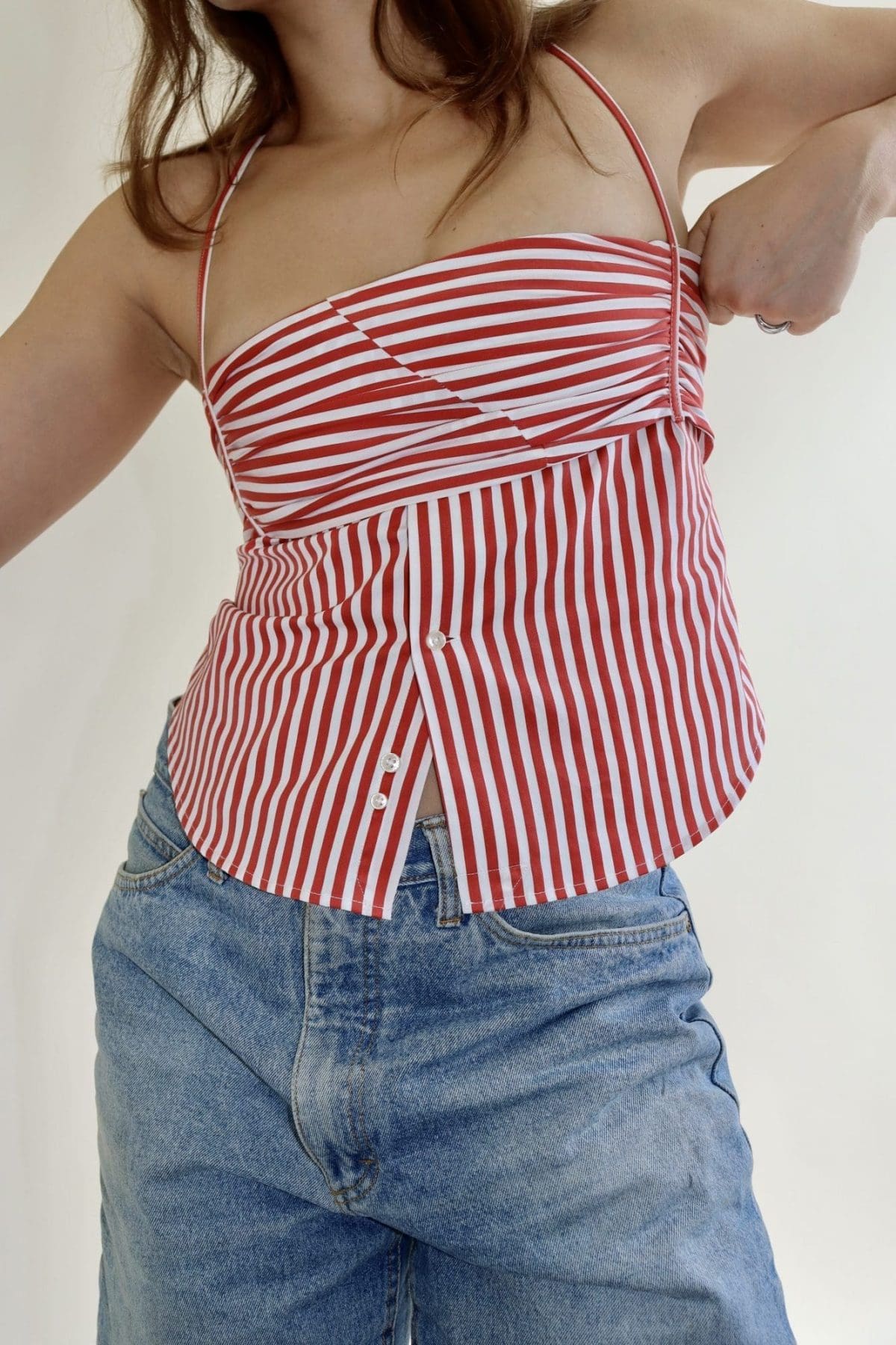 Red Striped Tobi Top