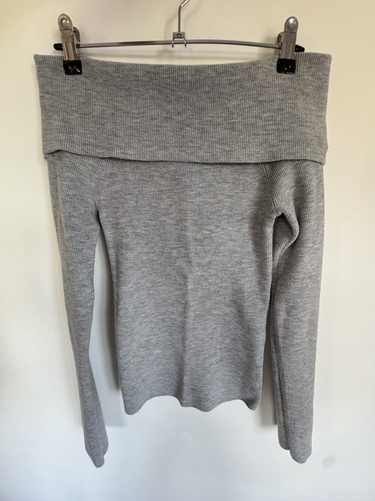 Glassons Foldover Off Shoulder Long Sleeve Knit GREY