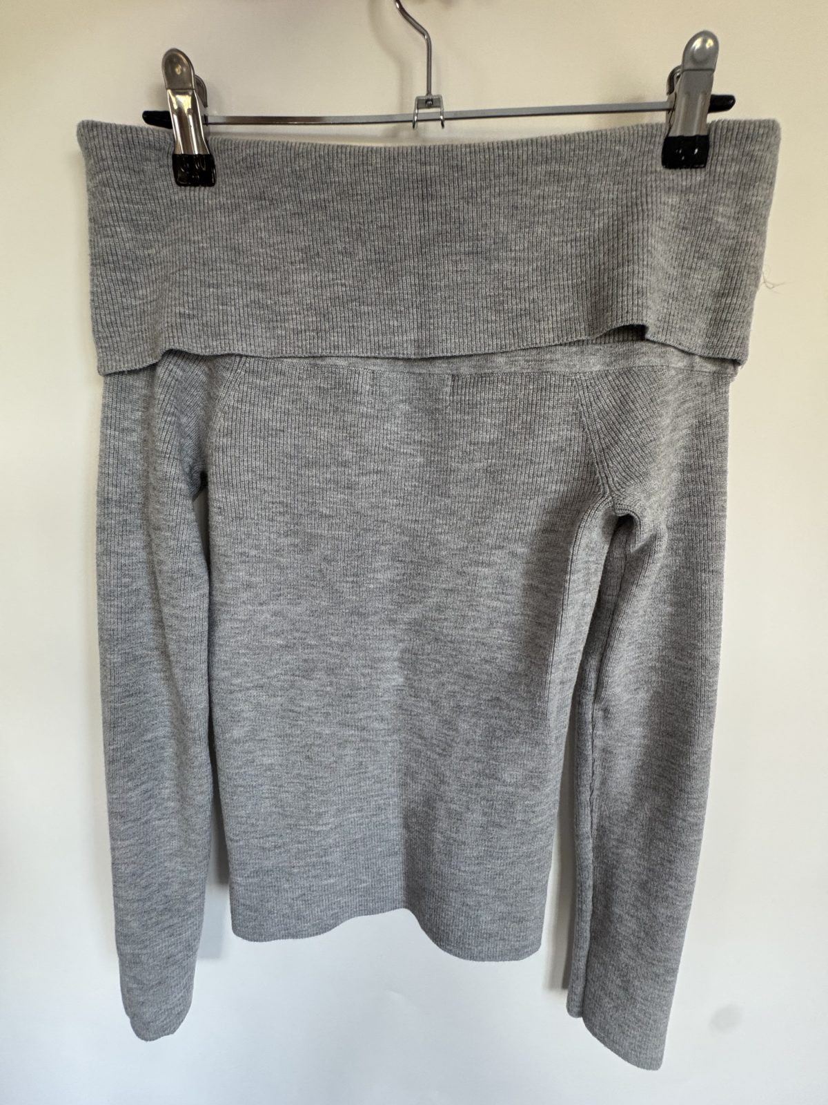 Glassons Foldover Off Shoulder Long Sleeve Knit GREY